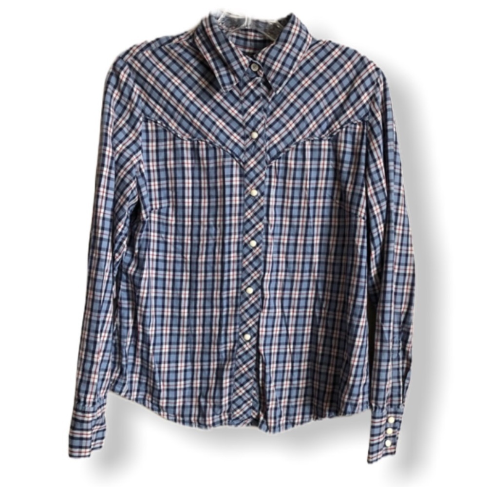 Lucky Brand Plaid Western Pearl Snap Button Down Boho Cowgirl Shirt - Picture 2 of 7